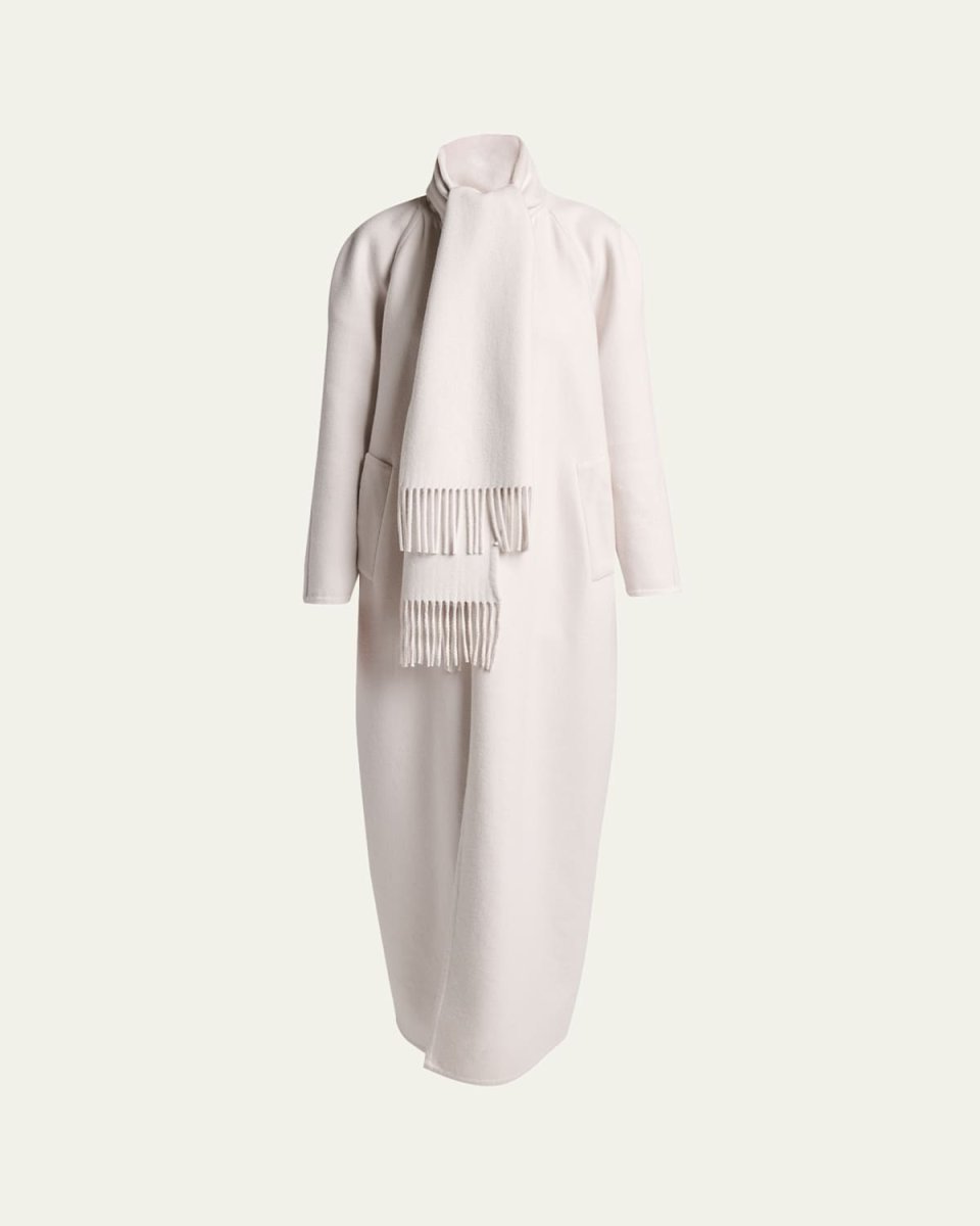 Scarf Cashmere Single-Breasted Maxi Coat